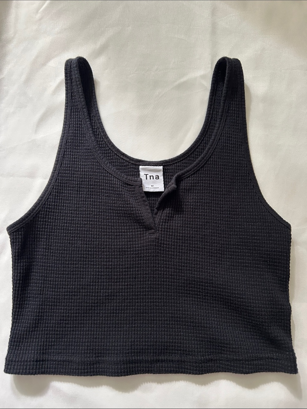 TNA Black Waffle Crop Tank